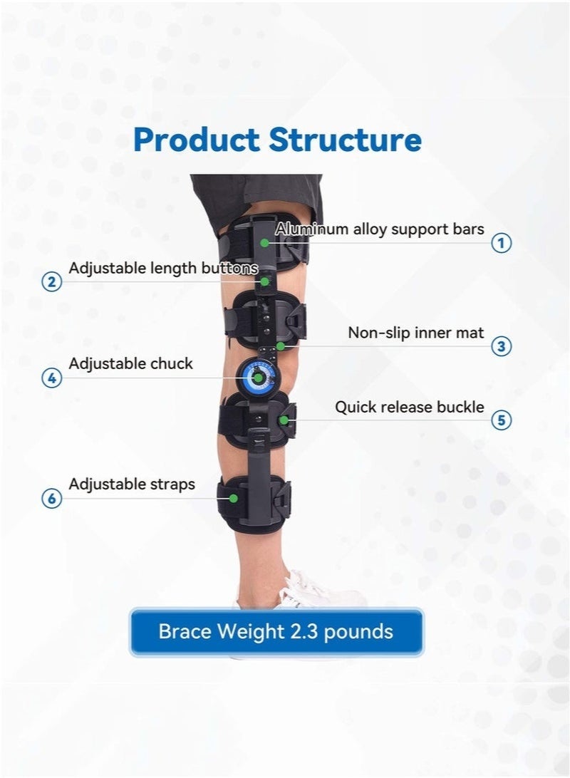 Arabest Hinged ROM Knee Brace, Post Op Knee Brace for Recovery Stabilization, ACL, MCL and PCL Injury, Adjustable Medical Orthopedic Support Stabilizer After Surgery, Women and Men - Image 4
